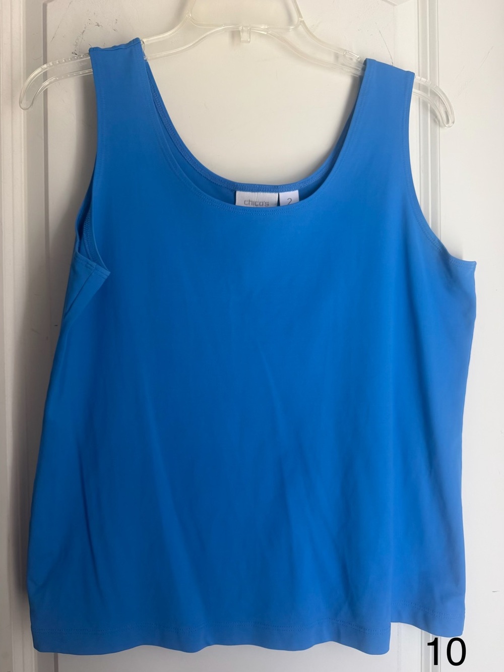 Chico's Bright Blue Scoop Neck Tank top stretch sz M 12/14 casual office basic